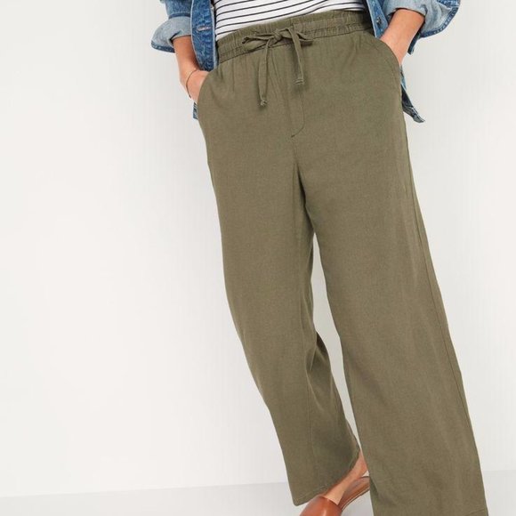 Old Navy Pants - Old Navy High-Waisted Wide-Leg Linen-Blend Pants for Women New